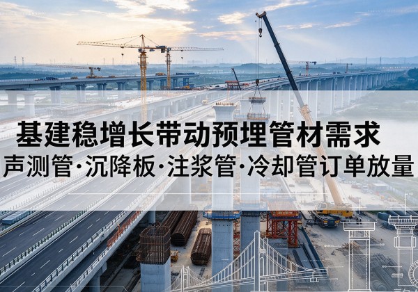南川区基建稳增长带动预埋监测管材需求，声测管、沉降板、注浆管订单持续放量